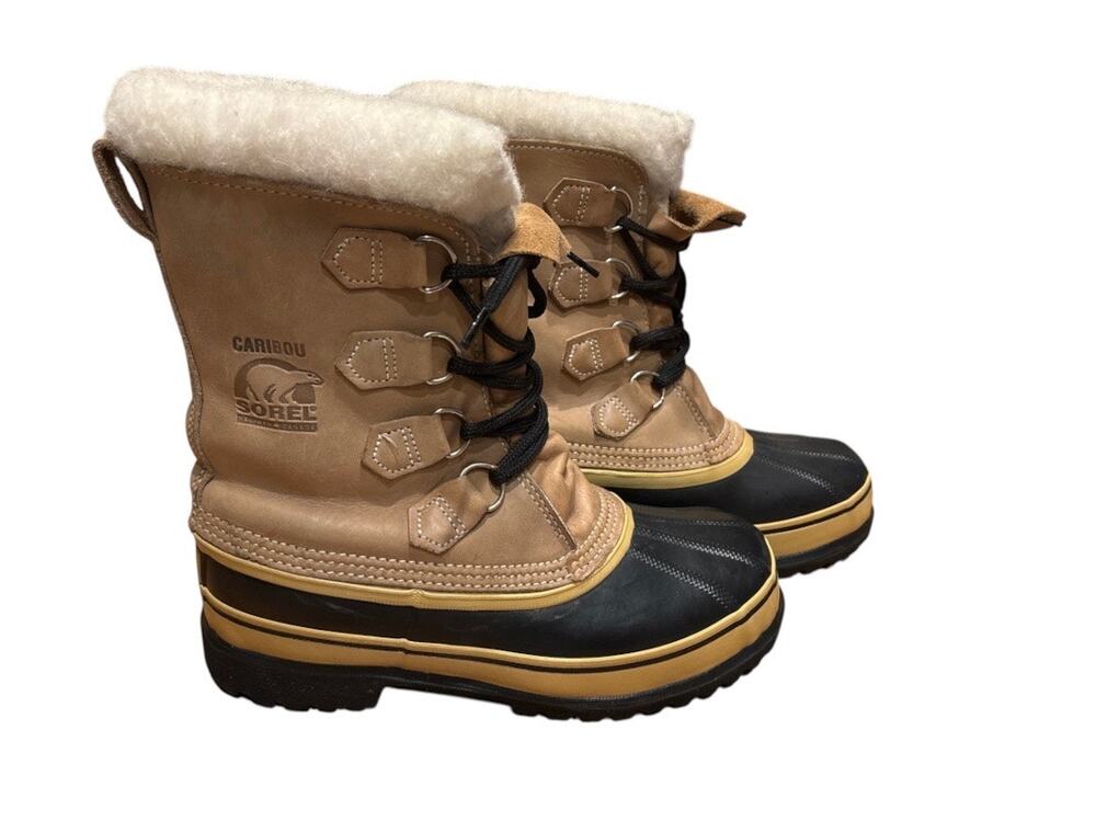 Sorel Caribou women’s size 8 winter boots, waterproof, tan leather uppers